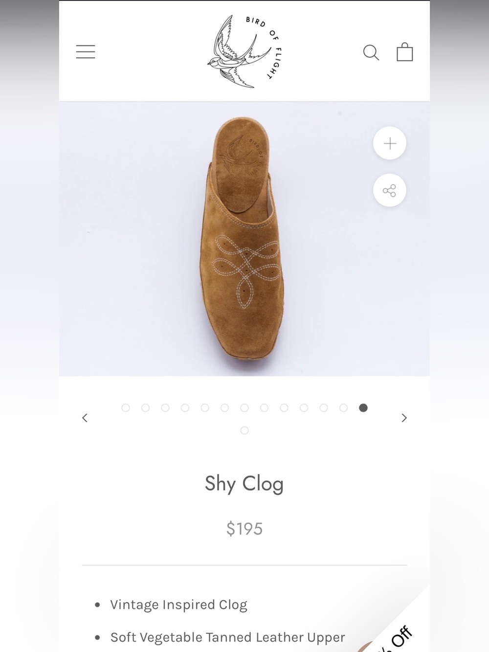 Bird of Flight Shy Clog Suede Studded Tan Women's Clog Mule Size 6 - Picture 8 of 10